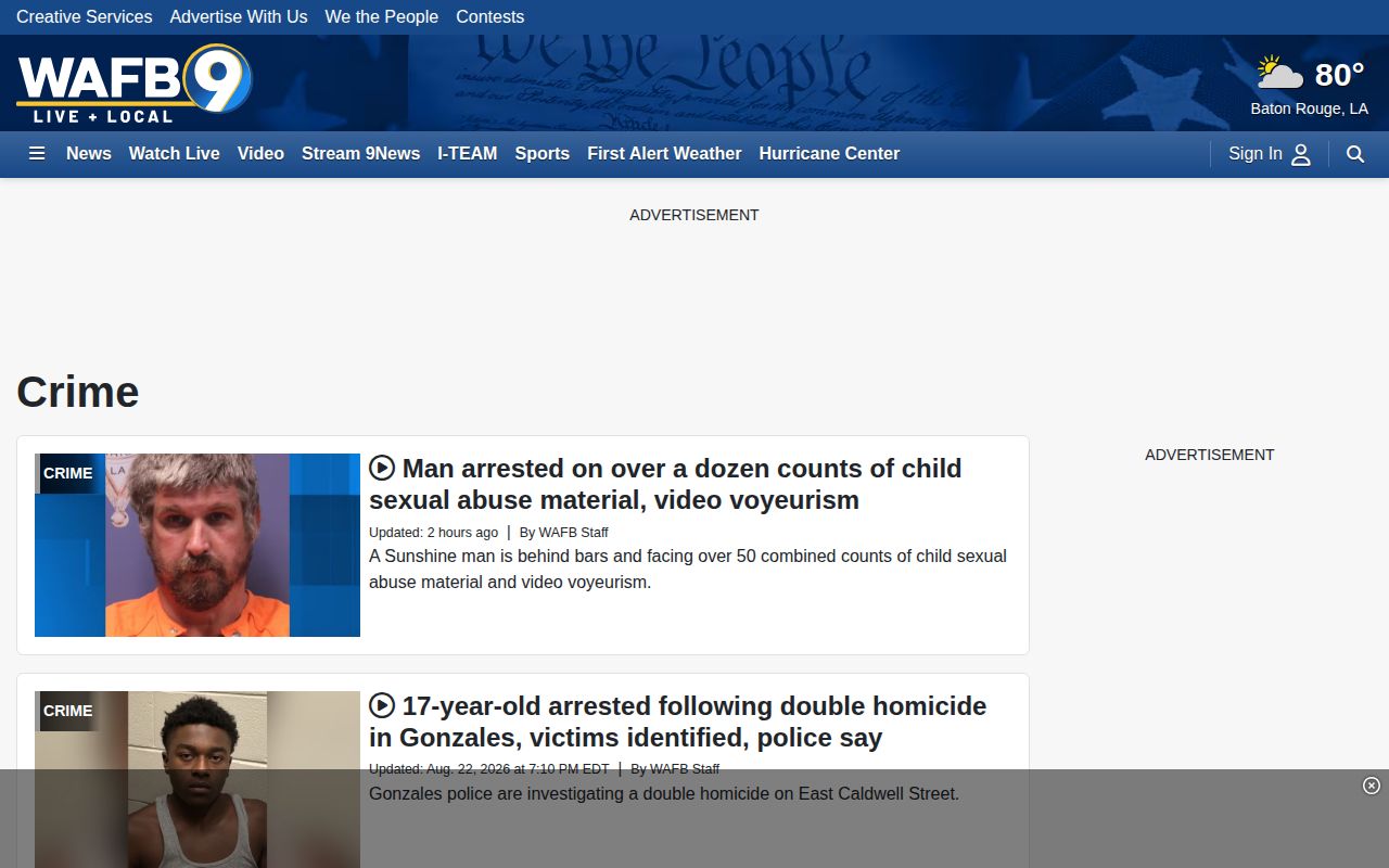 WAFB crime news covering Pointe Coupee Parish arrest reports
