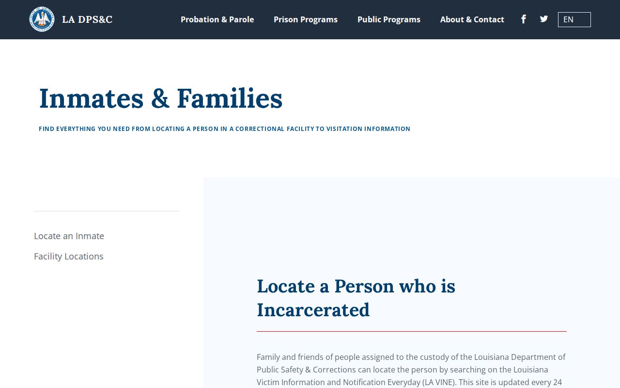 Louisiana state inmate locator for Pointe Coupee Parish custody records